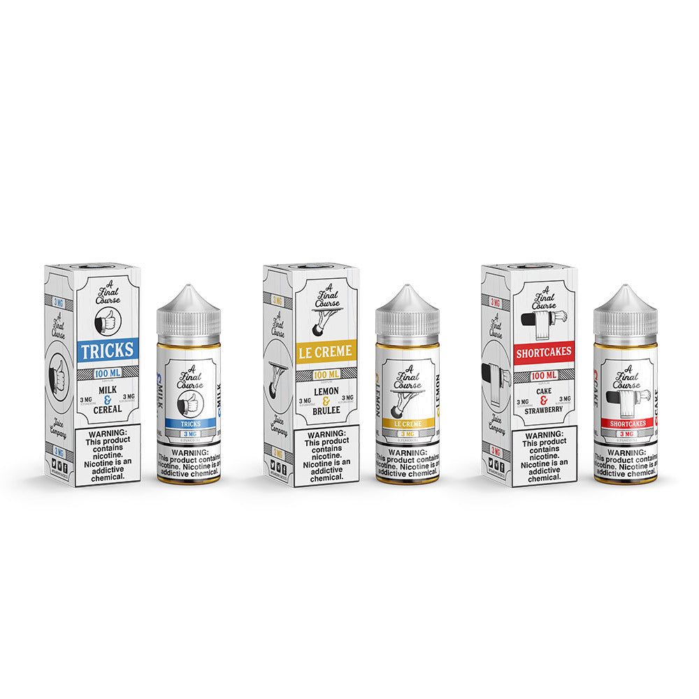 A Final Course E-Liquid 100mL Freebase | Group Photo with Packaging