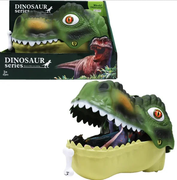 DINOSAURS SET IN 11" DINO HEAD W/ HANDLE