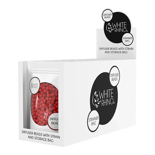 WHITE RHINO DIFFUSER BEADS WITH STRAINER BAG 10PK - RED