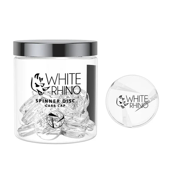WHITE RHINO SPINNER DISC GLASS CARB CAP 20PK