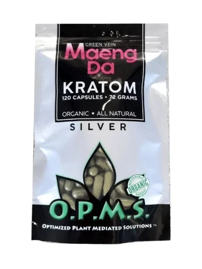OPMS KRATOM SILVER GREEN VEIN MAENG DA 120 CAPS 72 GRAMS