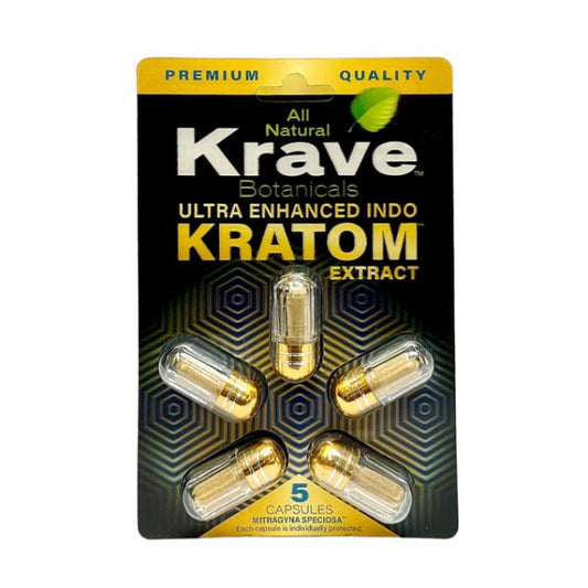 KRAVE BOTANICALS ULTRA ENHANCED INDO KRATOM EXTRACT 5 CAPSULES