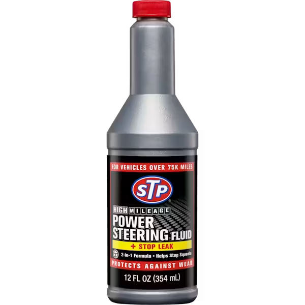 STP HIGH MILEAGE POWER STEERING FLUID + STOP LEAK