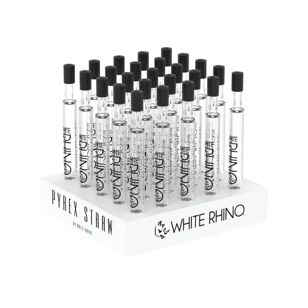 WHITE RHINO PYREX V2 GLASS STRAW WITH SILICONE CAP 25CT NS1002