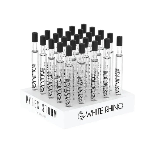 WHITE RHINO PYREX V2 GLASS STRAW WITH SILICONE CAP 25CT NS1002