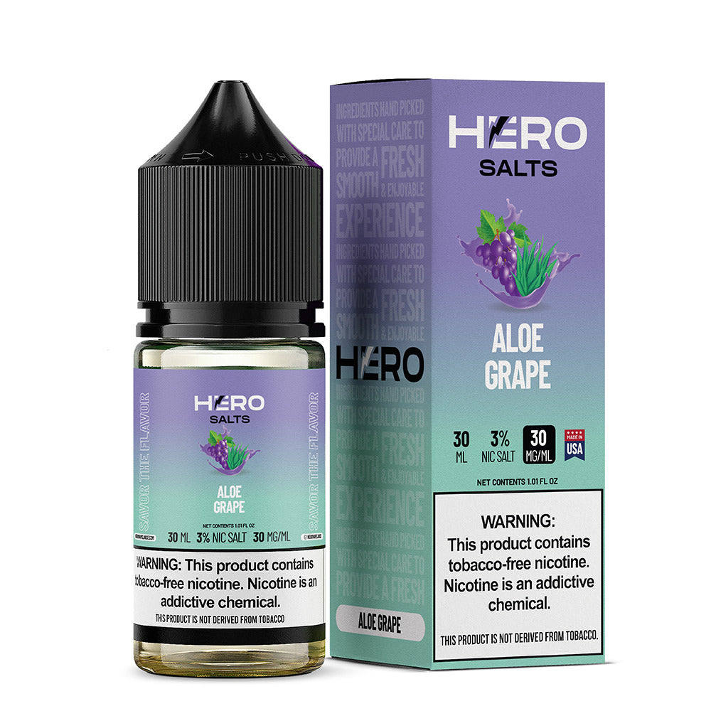 Hero E-Liquid 30mL (Salts) | Aloe Grape with packaging