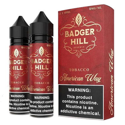 Badger Hill Reserve Series E-Liquid x2-60mL | 0mg American Way with packaging