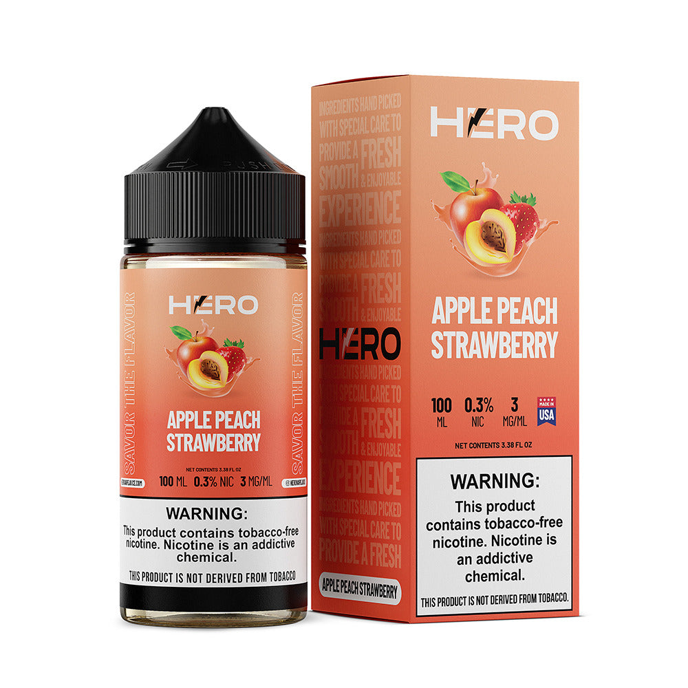 Hero E-Liquid 100mL (Freebase) | Apple Peach Strawberry with Packaging