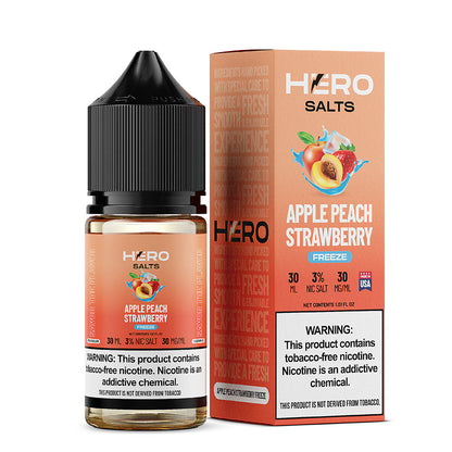 Hero E-Liquid 30mL (Salts) Apple Peach Strawberry Freeze with packaging