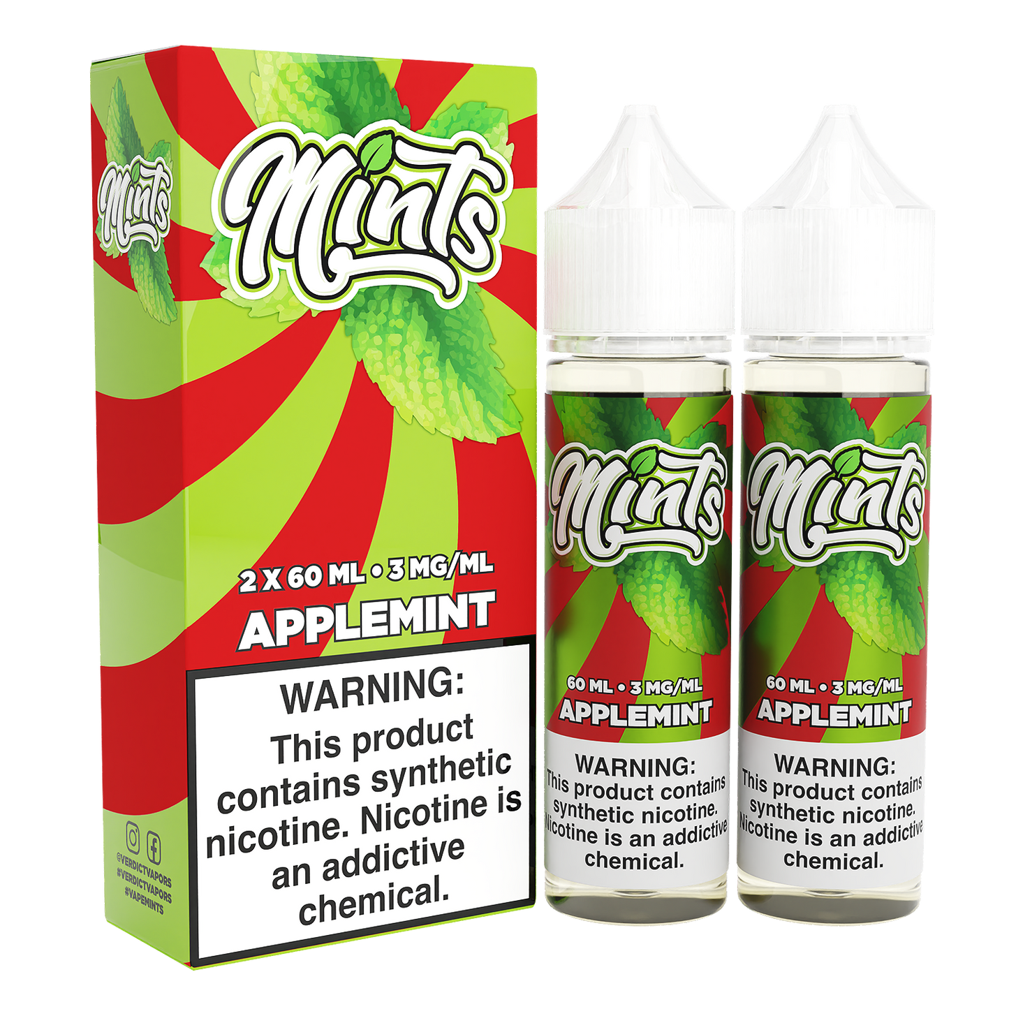 Mints Series E-Liquid x2-60mL | 0mg Applemint with packaging