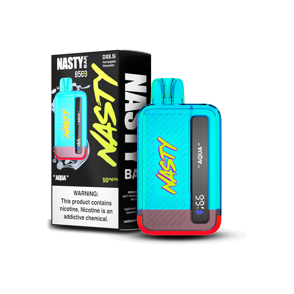 Nasty Juice – Nasty Bar Disposable 8500 Puffs 17mL 50mg Aqua with packaging