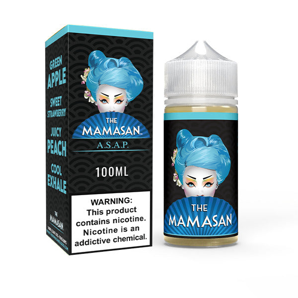The Mamasan Series E-Liquid 100mL ASAP with packaging
