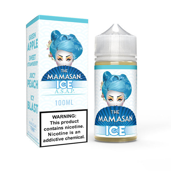 The Mamasan Series E-Liquid 100mL ASAP Ice with packaging