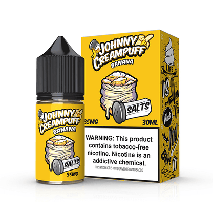 Tinted Brew Johnny Creampuff TFN Salt Series E-Liquid 30mL | 35mg Banana with packaging