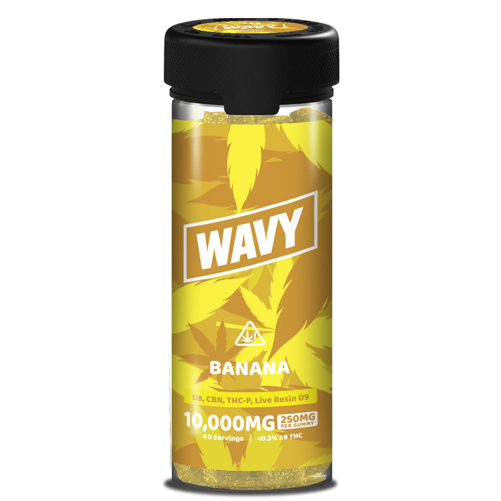 Wavy Gummies D8 + CBN + THCP + LR D9 Gummies (10000mg 40ct Jar) | Banana