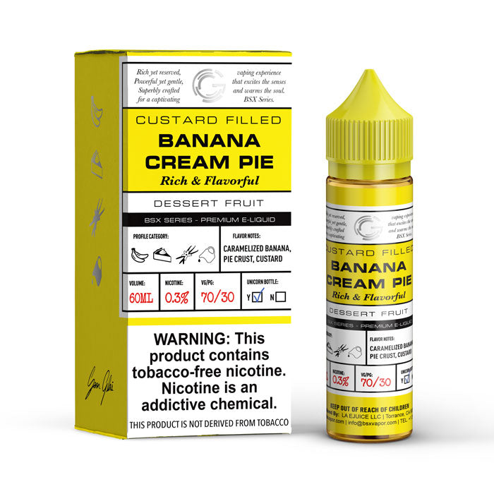 GLAS BSX TFN Series E-Liquid 3mg | 60mL (Freebase) Banana Cream Pie with Packaging