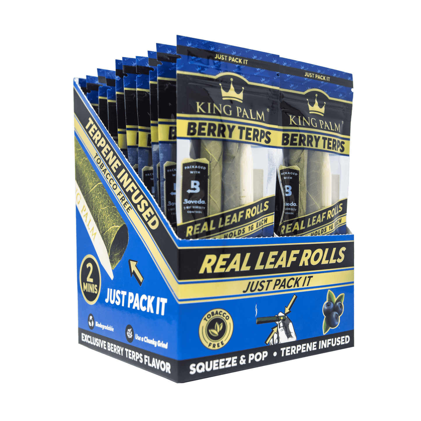 King Palm Real Leaf Rolls | 20-packs 2 minis | Berry Terps with Packaging