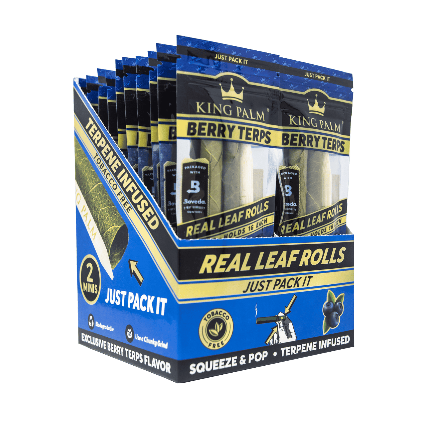 King Palm Real Leaf Rolls | 20-packs 2 minis | Berry Terps with Packaging