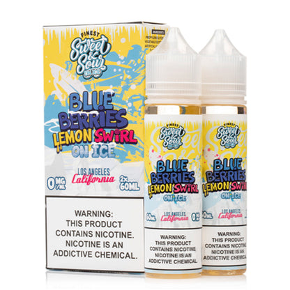 Sweet & Sour Series by Finest E-Liquid x2-60mL Blue Berries lemon Swirl on ice with packaging