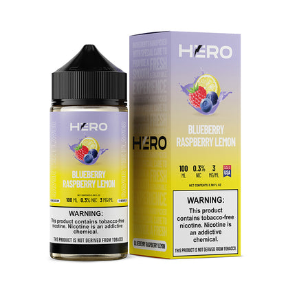 Hero E-Liquid 100mL (Freebase) | Blue Raspberry Lemon with Packaging