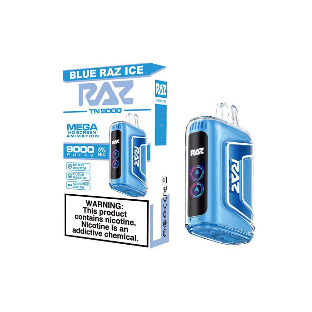 RAZ TN9000 Disposable 9000 Puffs 12mL 50mg | MOQ 5 Blue Razz Ice with Packaging