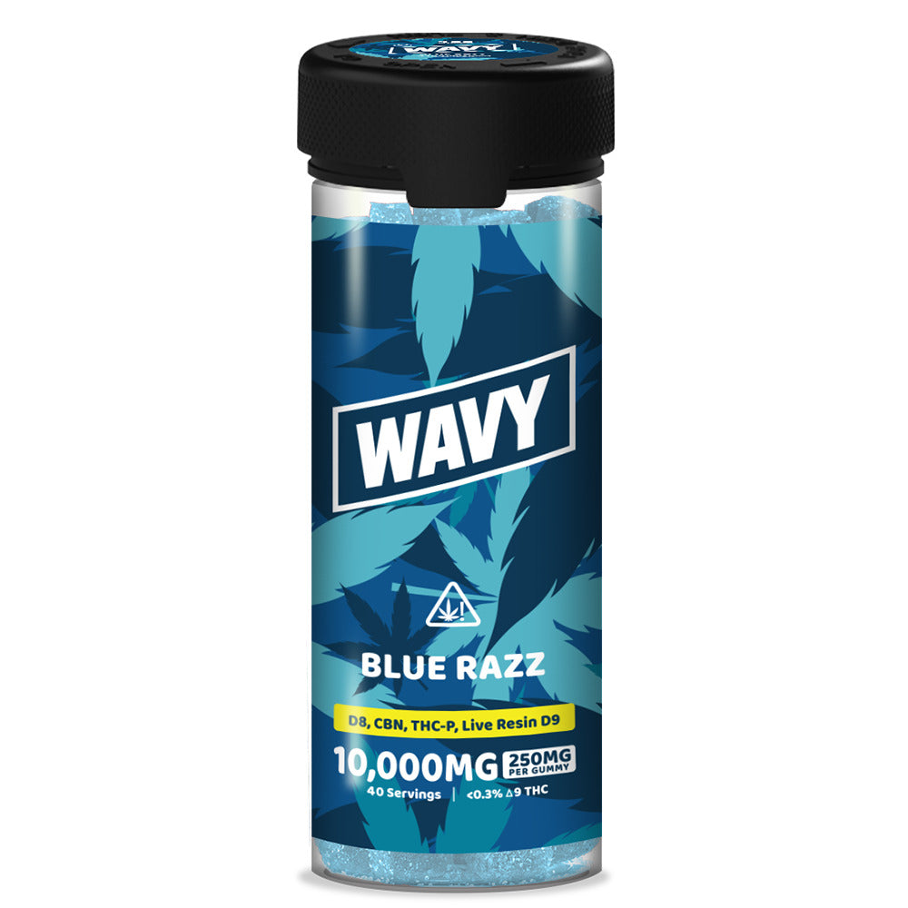 Wavy Gummies D8 + CBN + THCP + LR D9 Gummies (10000mg 40ct Jar) | BlueRazz