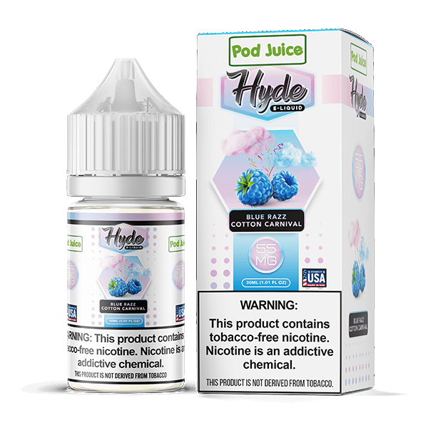 Pod Juice Hyde Salt Series E-Liquid 30mL | Blue Razz Cotton Carnival with packaging