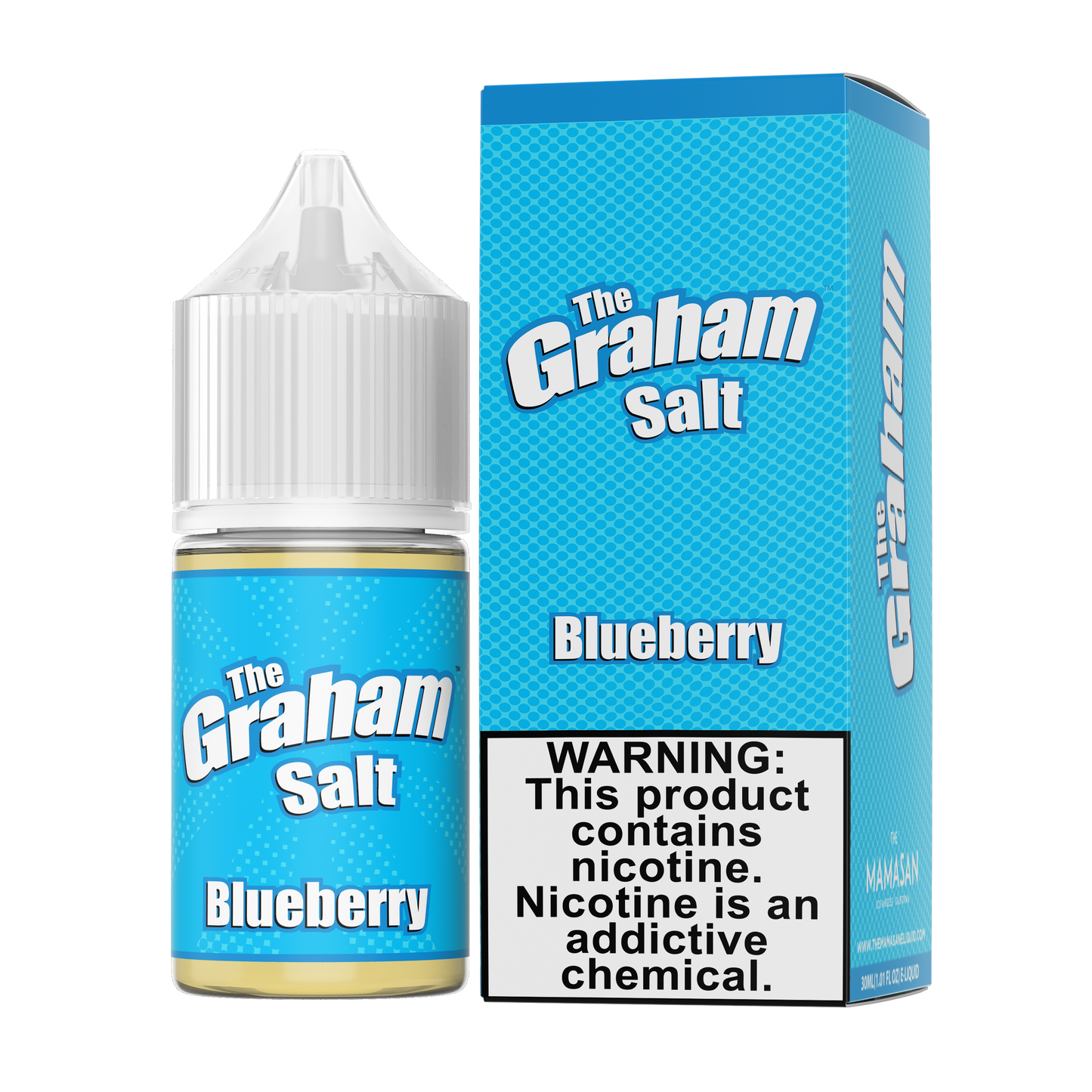 The Graham Salt Series E-Liquid 30mL Blueberry with packaging