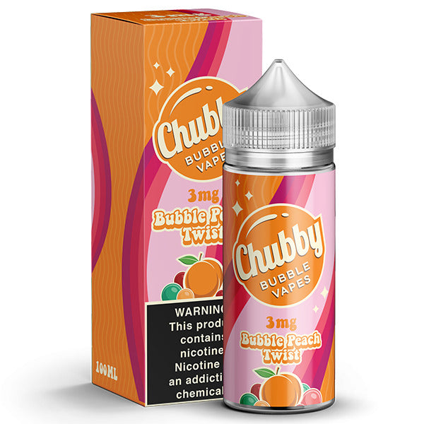 Chubby Bubble Vapes Series E-Liquid 100mL Bubble Peach Twist with packaging