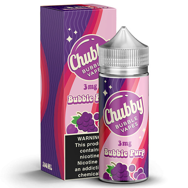 Chubby Bubble Vapes Series E-Liquid 100mL Bubble Purp with packaging