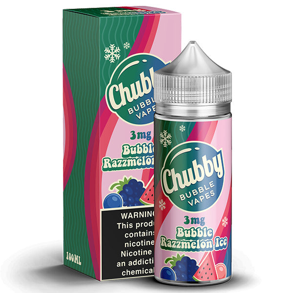 Chubby Bubble Vapes Series E-Liquid 100mL Bubble Razzmelon Ice with packaging