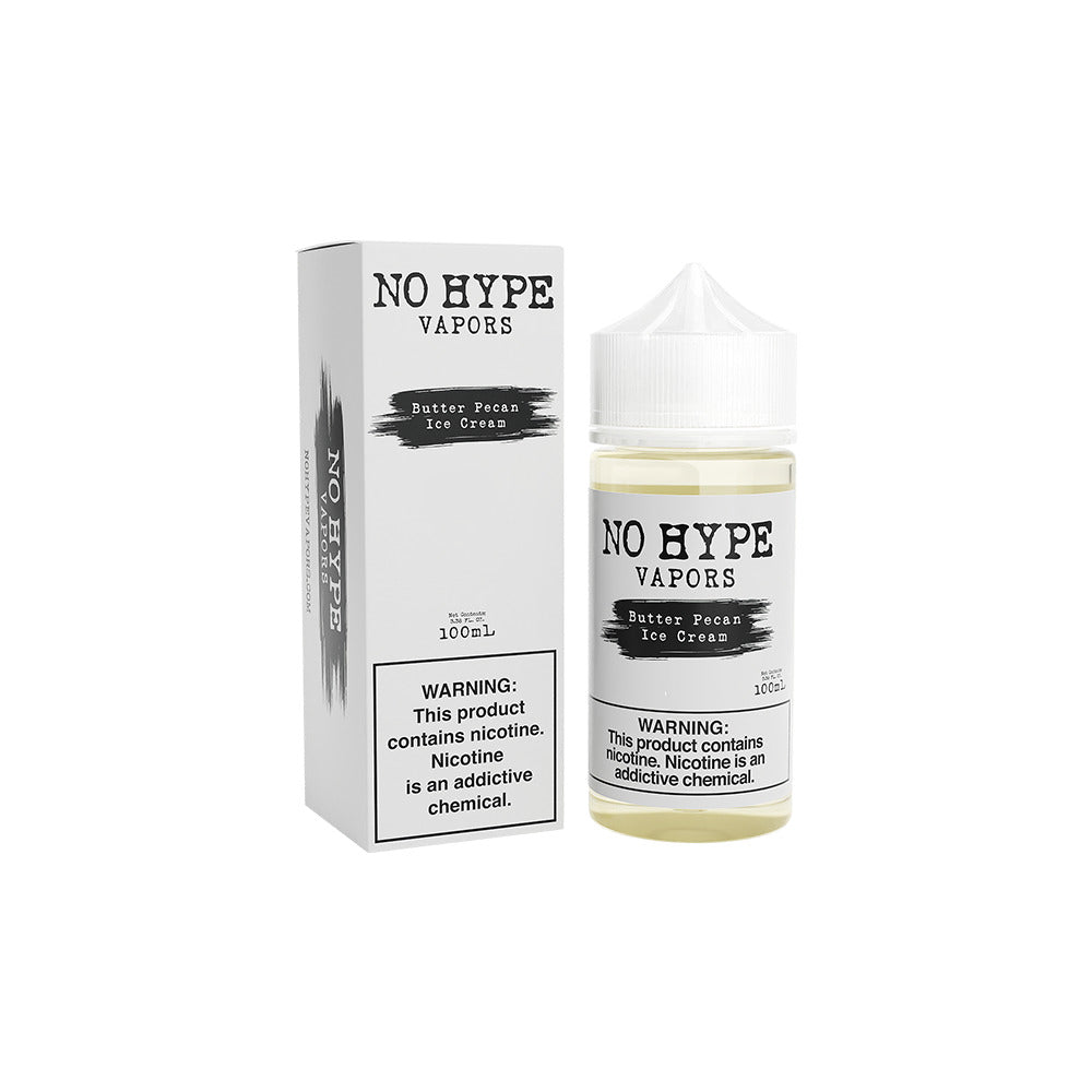 No Hype E-Liquid 100mL Freebase | Butter Pecan Ice Cream with Packaging