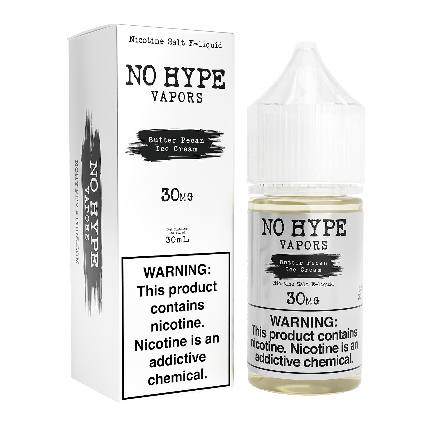 No Hype E-Liquid 30mL Salt Nic | Butter Pecan Ice Cream with Packaging
