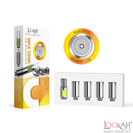 Lookah Wax Tank One Tip + Four Coils Quartz Taste | 5pcs C Tunnel Coils with Packaging 