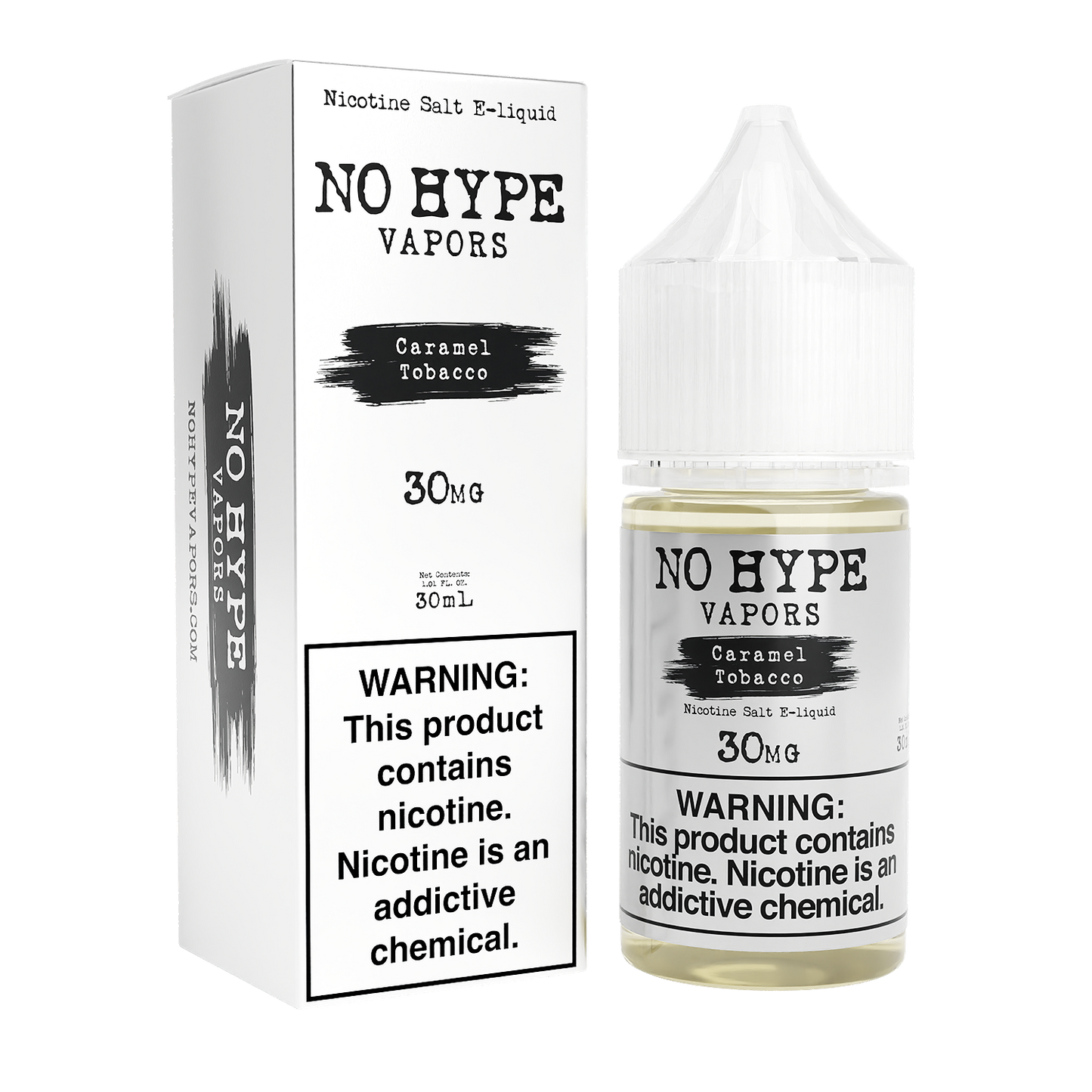 No Hype E-Liquid 30mL Salt Nic | Caramel Tobacco with Packaging