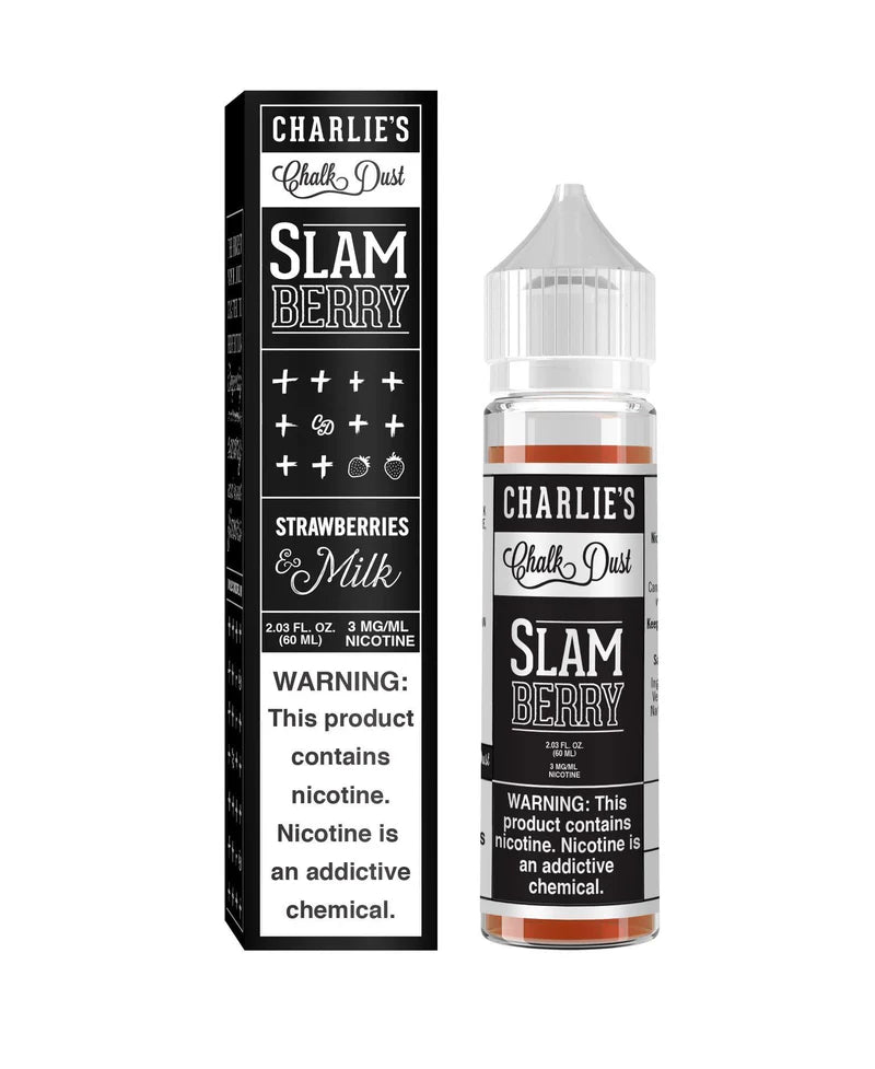 Charlie's Chalk Dust 60mL Slam Berry Strawberries & Milk with Packaging