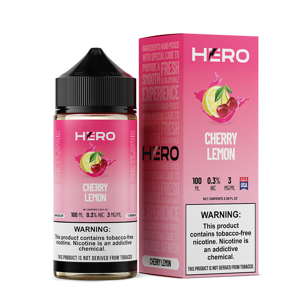 Hero E-Liquid 100mL (Freebase) | Cherry Lemon with Packaging