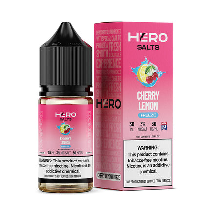 Hero E-Liquid 30mL (Salts) | Cherry Lemon Freeze with packaging