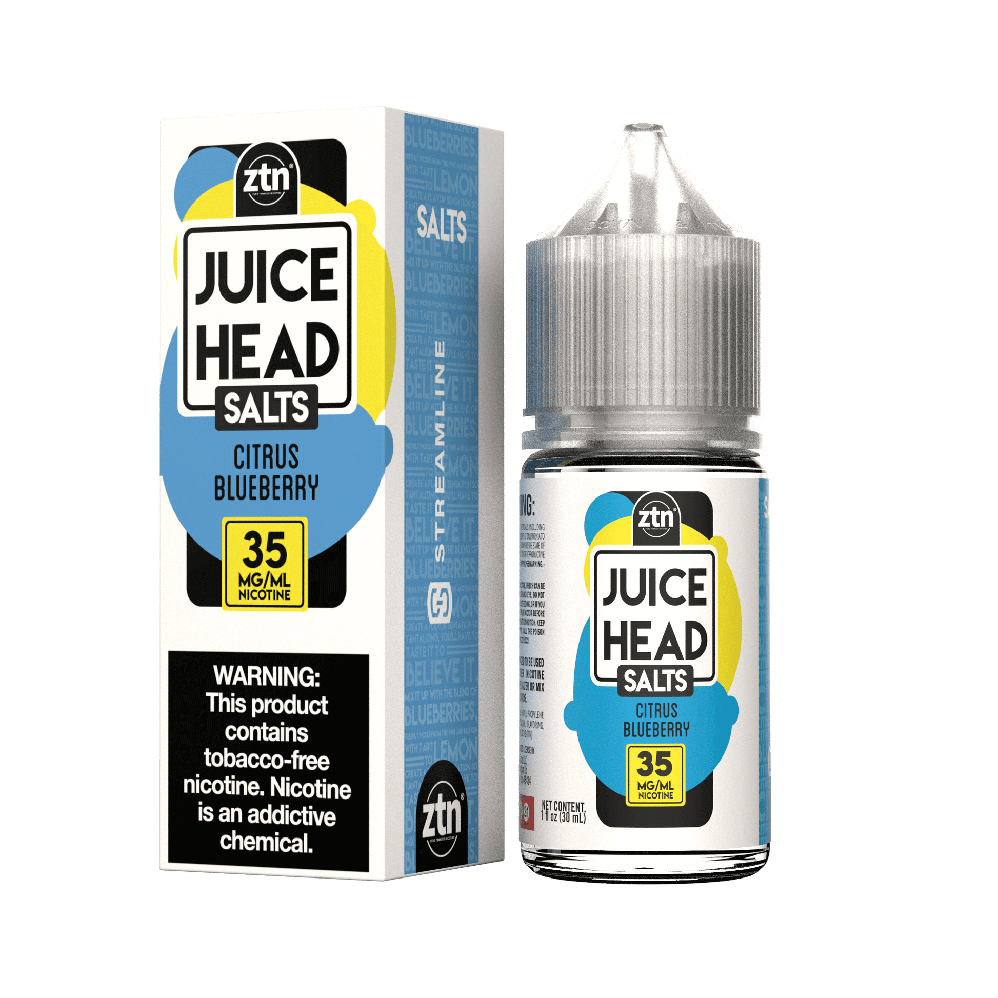 Juice Head Salt Series E-Liquid 30mL (Salt Nic)| Citrus Blueberry with packaging
