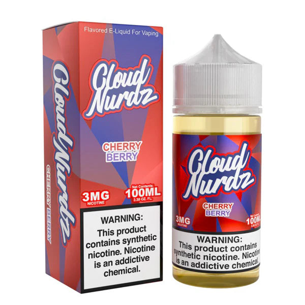 Cloud Nurdz Series E-Liquid 100mL (Freebase) Cherry Berry with Packaging