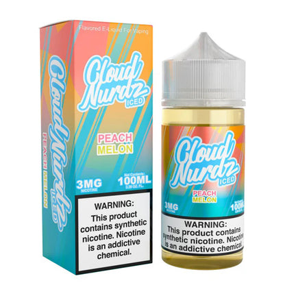 Cloud Nurdz Series E-Liquid 100mL (Freebase) Peach Melon Ice with Packaging