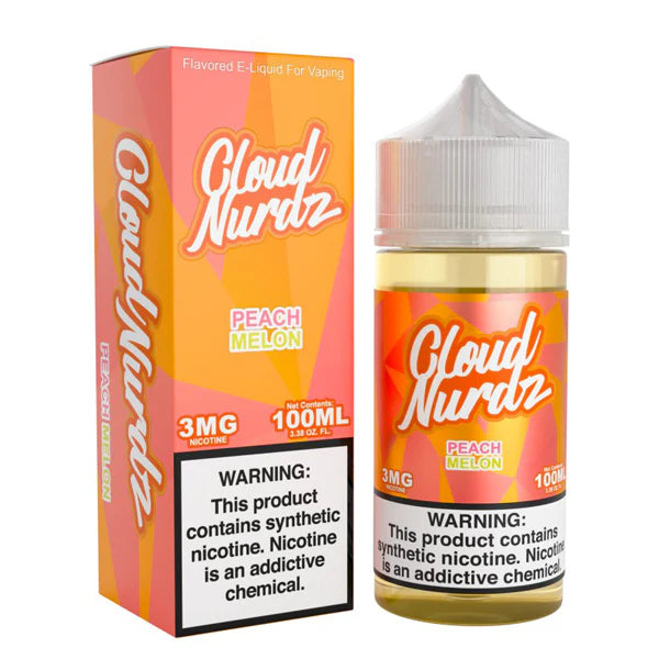 Cloud Nurdz Series E-Liquid 100mL (Freebase) Peach Melon with Packaging