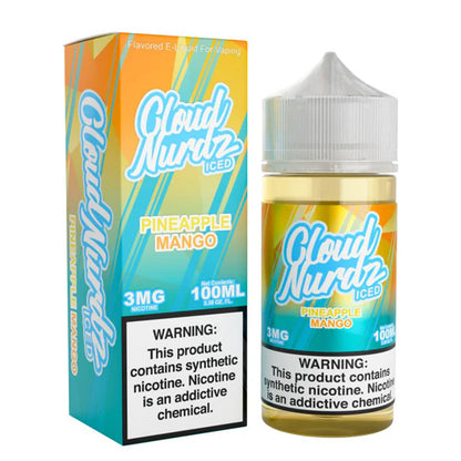 Cloud Nurdz Series E-Liquid 100mL (Freebase) Pineapple Mango Ice with Packaging