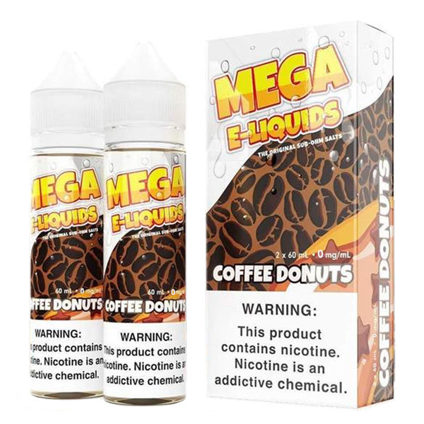 Mega E-Liquids Series x2-60mL | 0mg Coffee Donuts with packaging