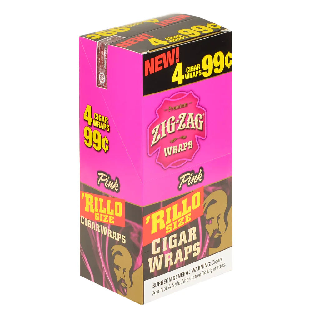 Zig-zag 4pk Rillo Size Wrap Pink packaging