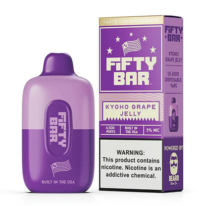 Fifty Bar Disposable 6500 Puffs 16mL 50mg | MOQ 5 | Kyoho Grape Jelly with packaging