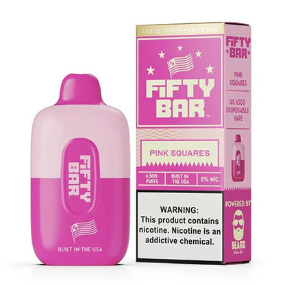 Fifty Bar Disposable 6500 Puffs 16mL 50mg | MOQ 5 | Pink Squares with packaging