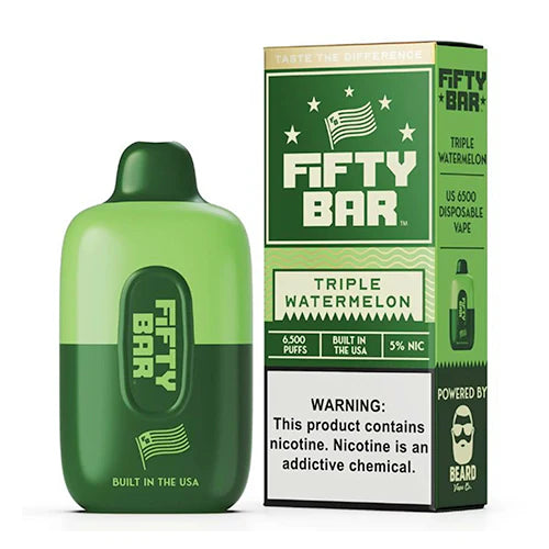 Fifty Bar Disposable 6500 Puffs 16mL 50mg | MOQ 5 | Triple Watermelon with packaging