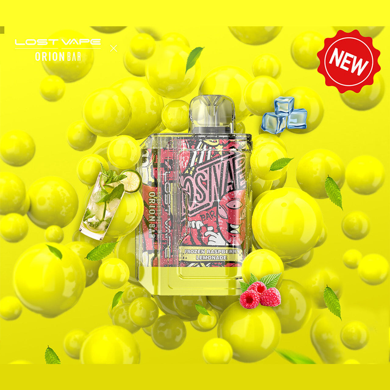 Orion Bar Disposable 7500 Puff 18mL 50mg Frozen Raspberry Lemonade
