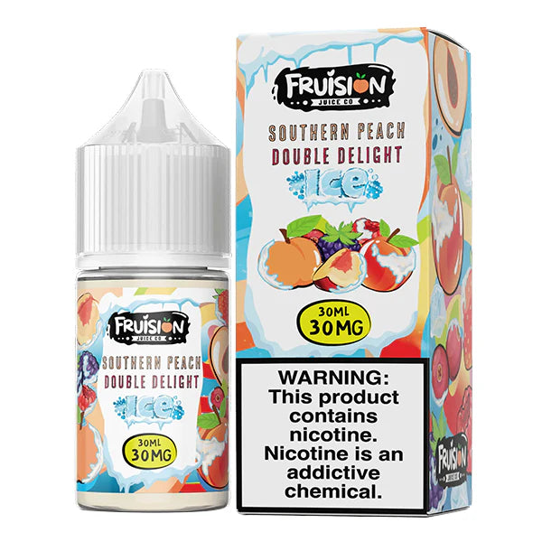 Fruision E-Juice 30mL (Salt Nic) | Southern Peach Double Delight Ice with packaging